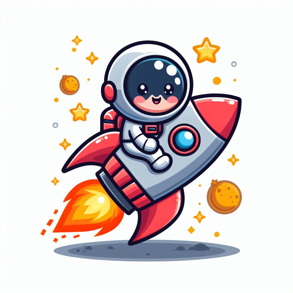 Astronaut Riding Rocket Cartoon Vector Illustration