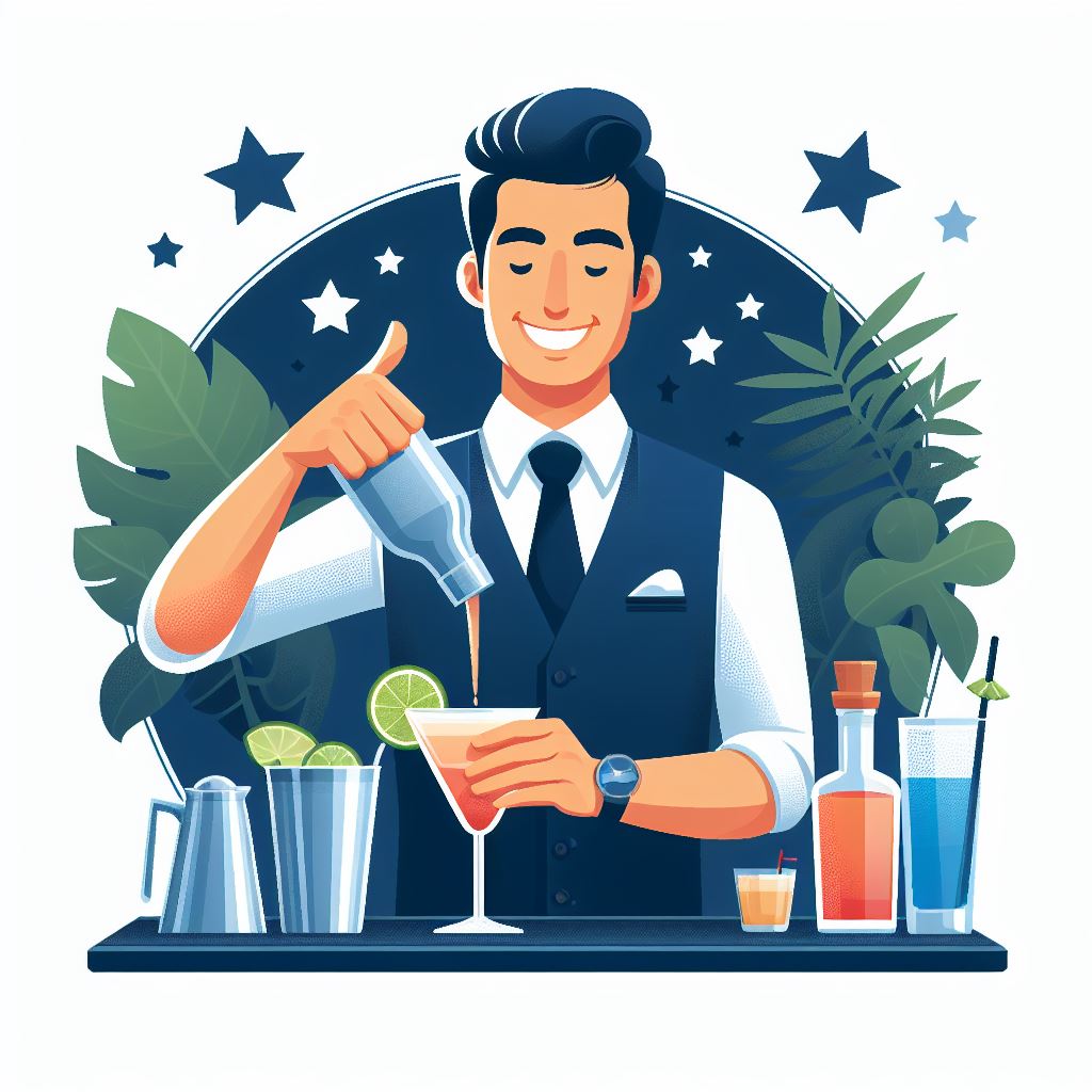 Free Cocktail Crafting: Male Bartender Pouring Liquid Vector