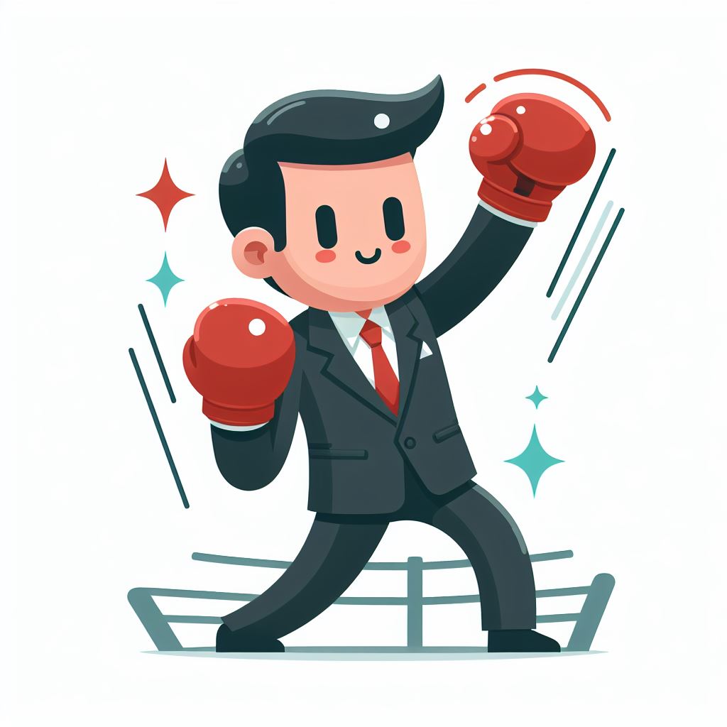 Corporate Combat: Businessman as Boxing Player Cartoon Character