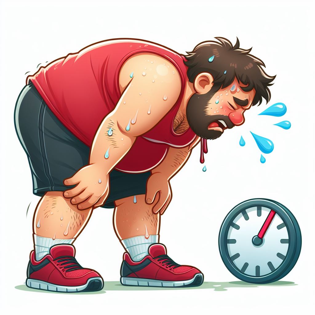 Overweight Man Workout Cartoon, Fitness Progress Cartoon Clipart