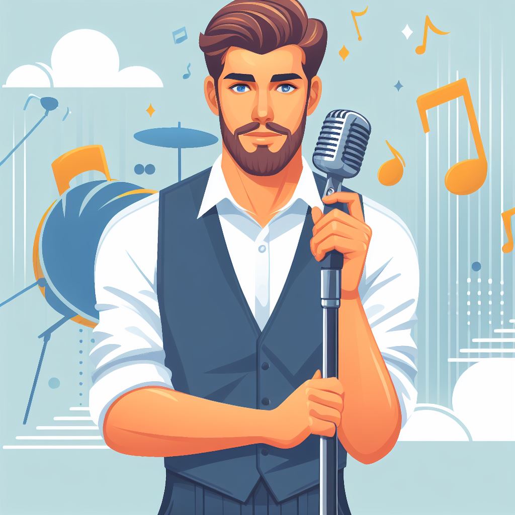 Male pop singer vector artwork Man singing in style illustration