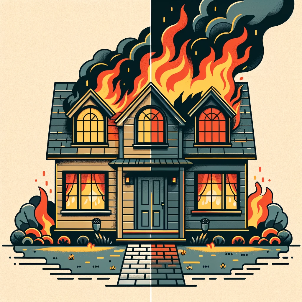 Free Home Catches Fire: Vector Color Icon Design