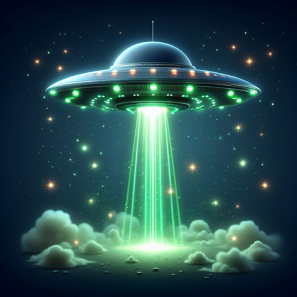 Free Vector Download: Vertical Ray UFOs with Smoke and Sparkles