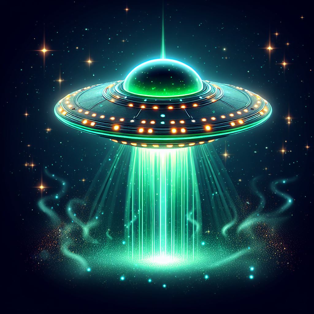 Download Free Vector: Saucers with Bright Illumination and Vertical Ray