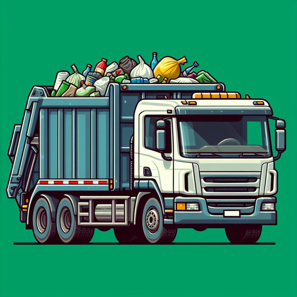 Vector Art for Free: Colorful Garbage Truck Scene Perfect for Company Branding