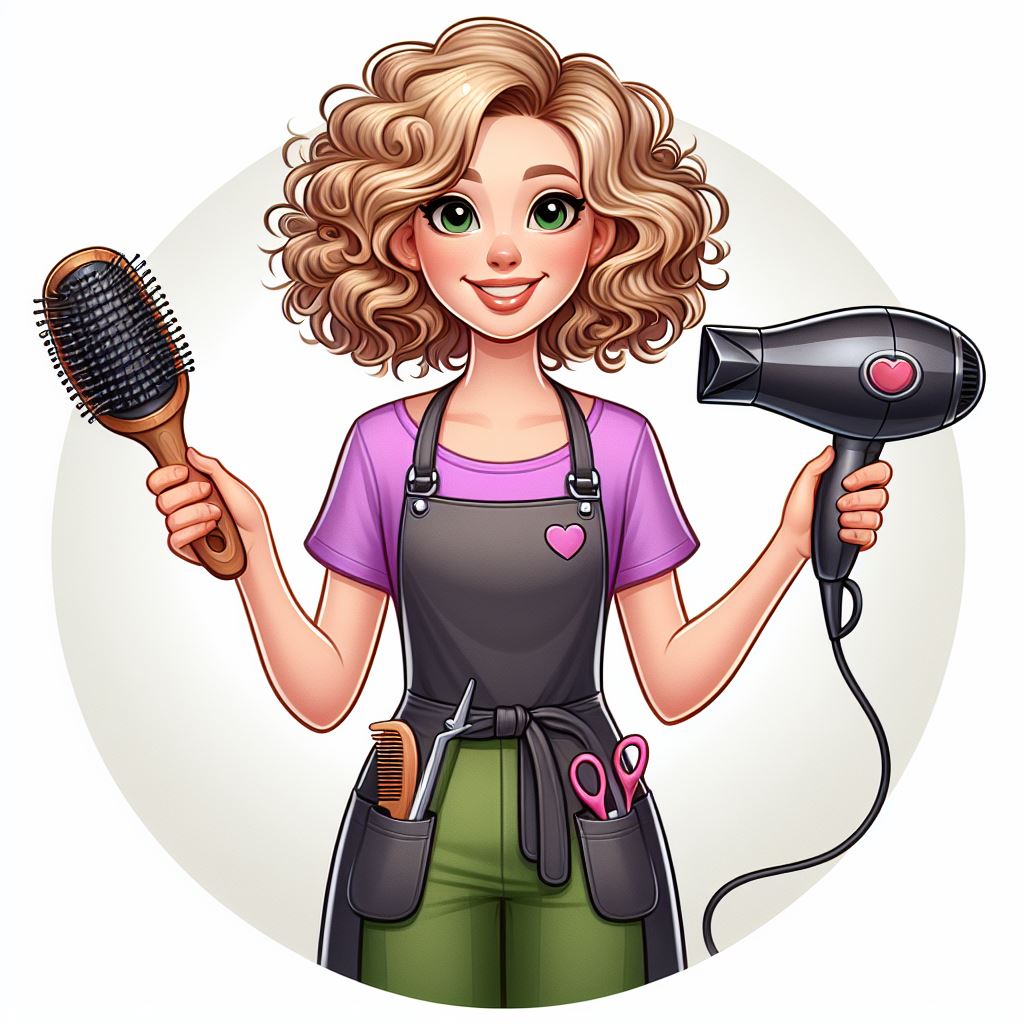 Download Free Vector: Cartoon Hairdresser with Curly Blonde Hair