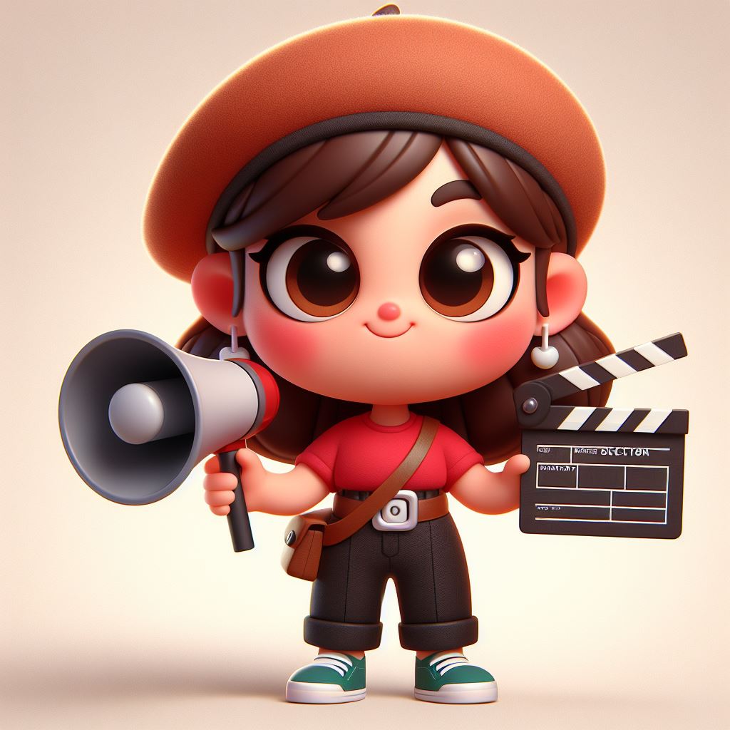 Vector Illustration: Happy Director Girl Cartoon - Free Download