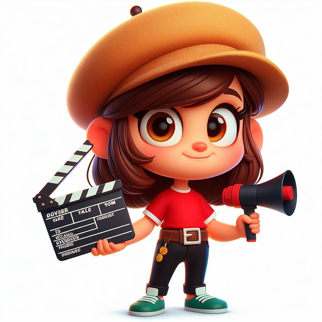 Free Download: Smiling Cartoon Director Girl Digital Art