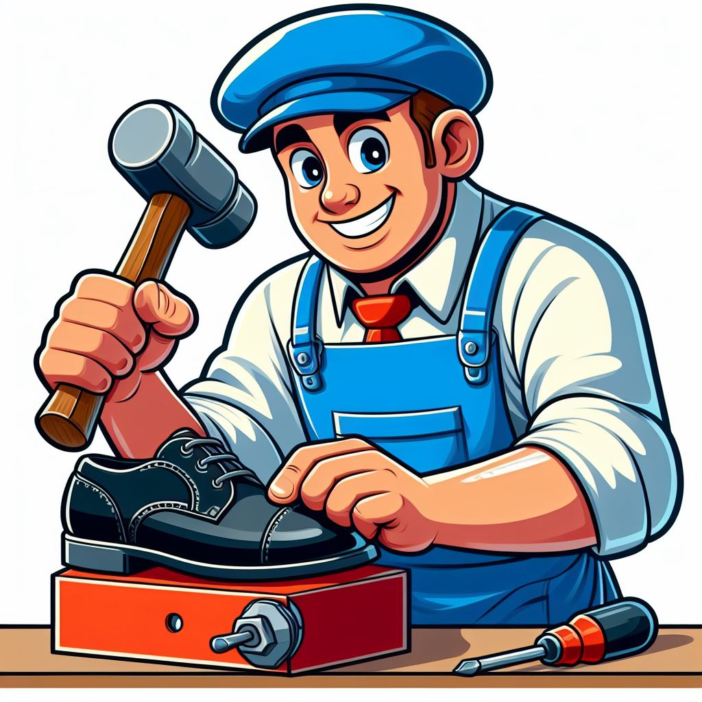 Cartoon Cobbler Vector: Free Download of Repairing Shoe Illustration