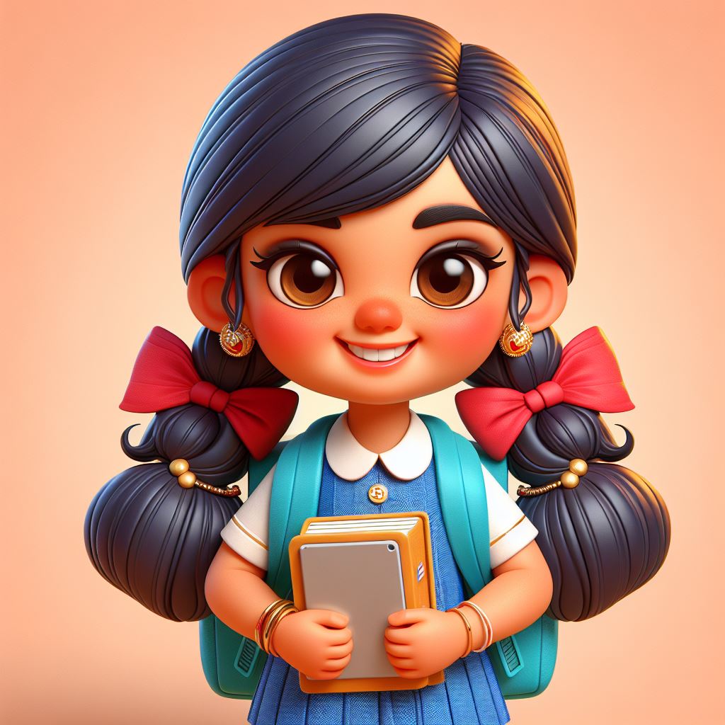 Mobile App Logo: Captivating Illustration of Indian Schoolgirl