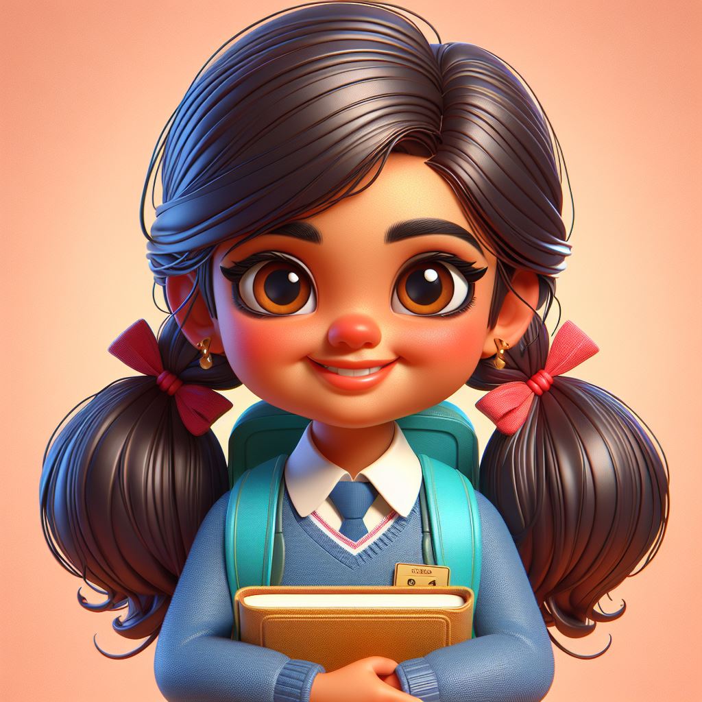 Branding Brilliance: 3D Caricature of Young Indian Schoolgirl