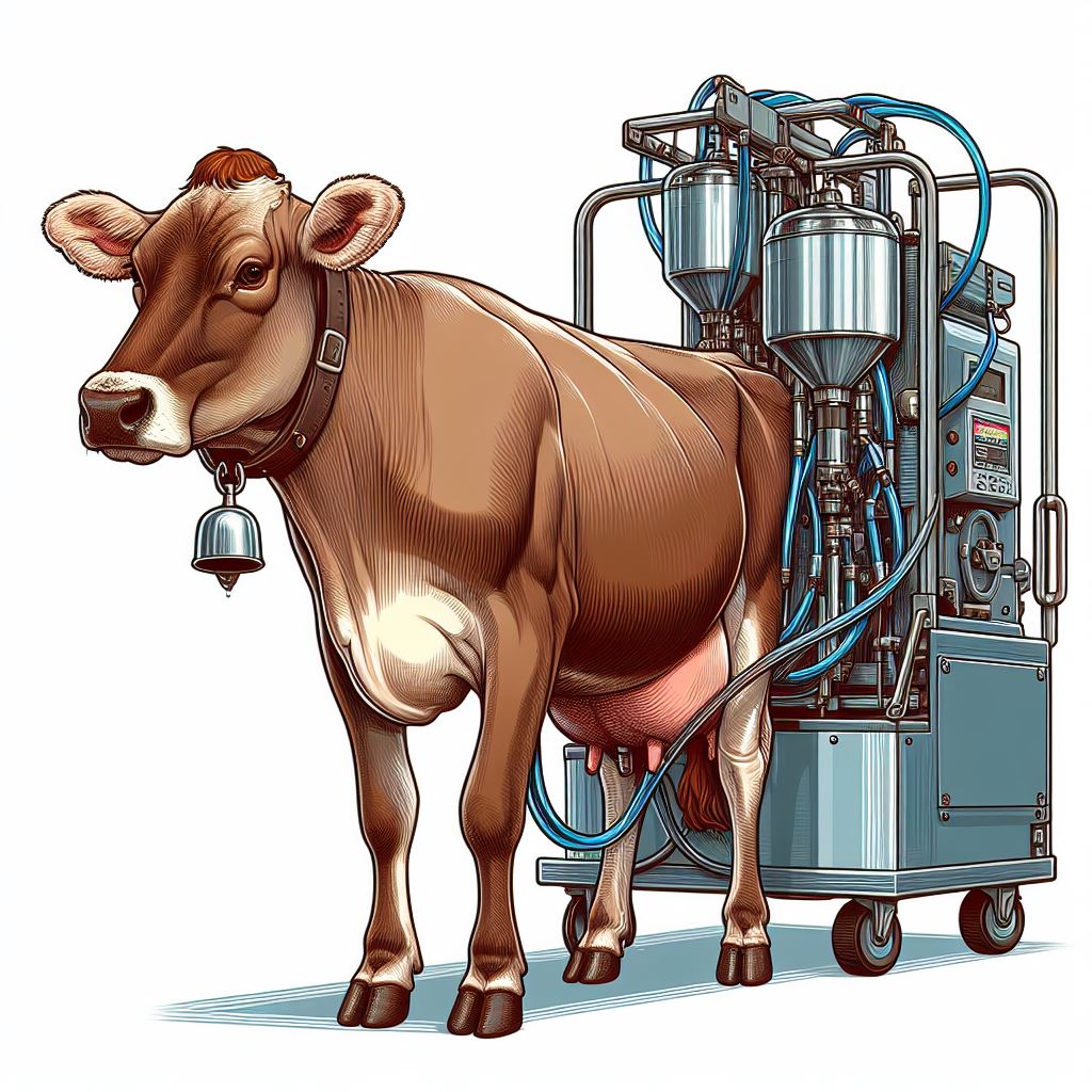 Illustrated Agriculture: Brown Cow and Precision Milking Machine