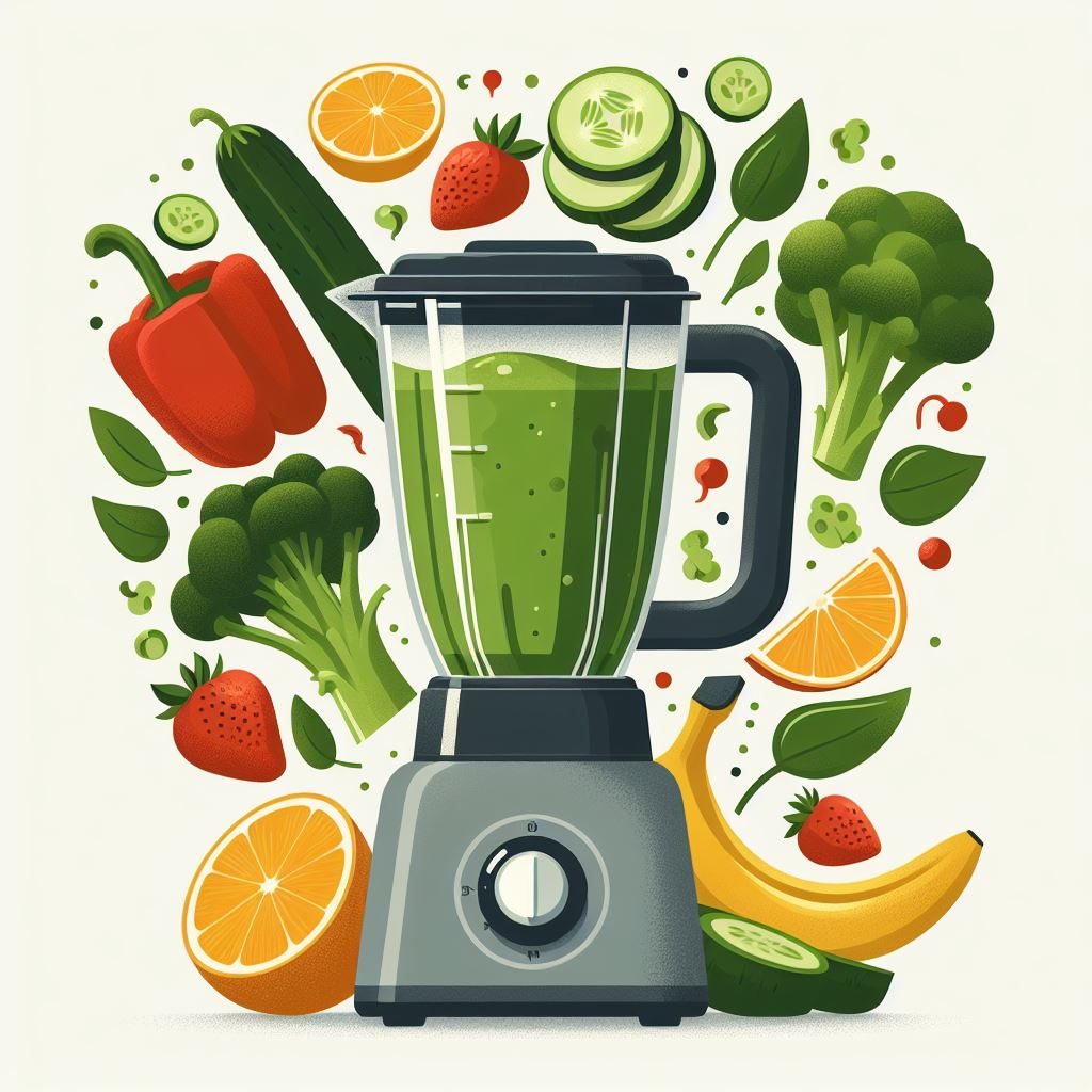 Download Now: Flat Design Vector of Gray Blender with Green Smoothie