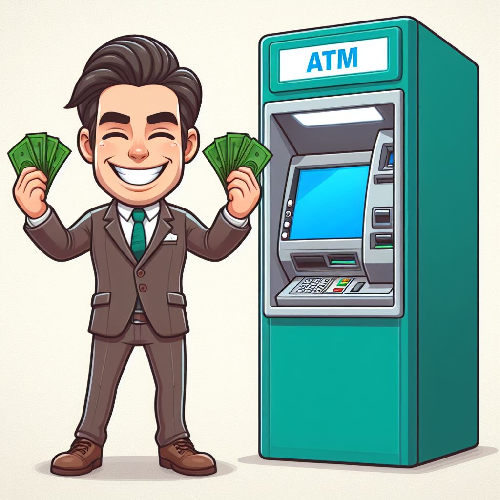 Cartoon Illustration of ATM Celebration: Free Vector Download