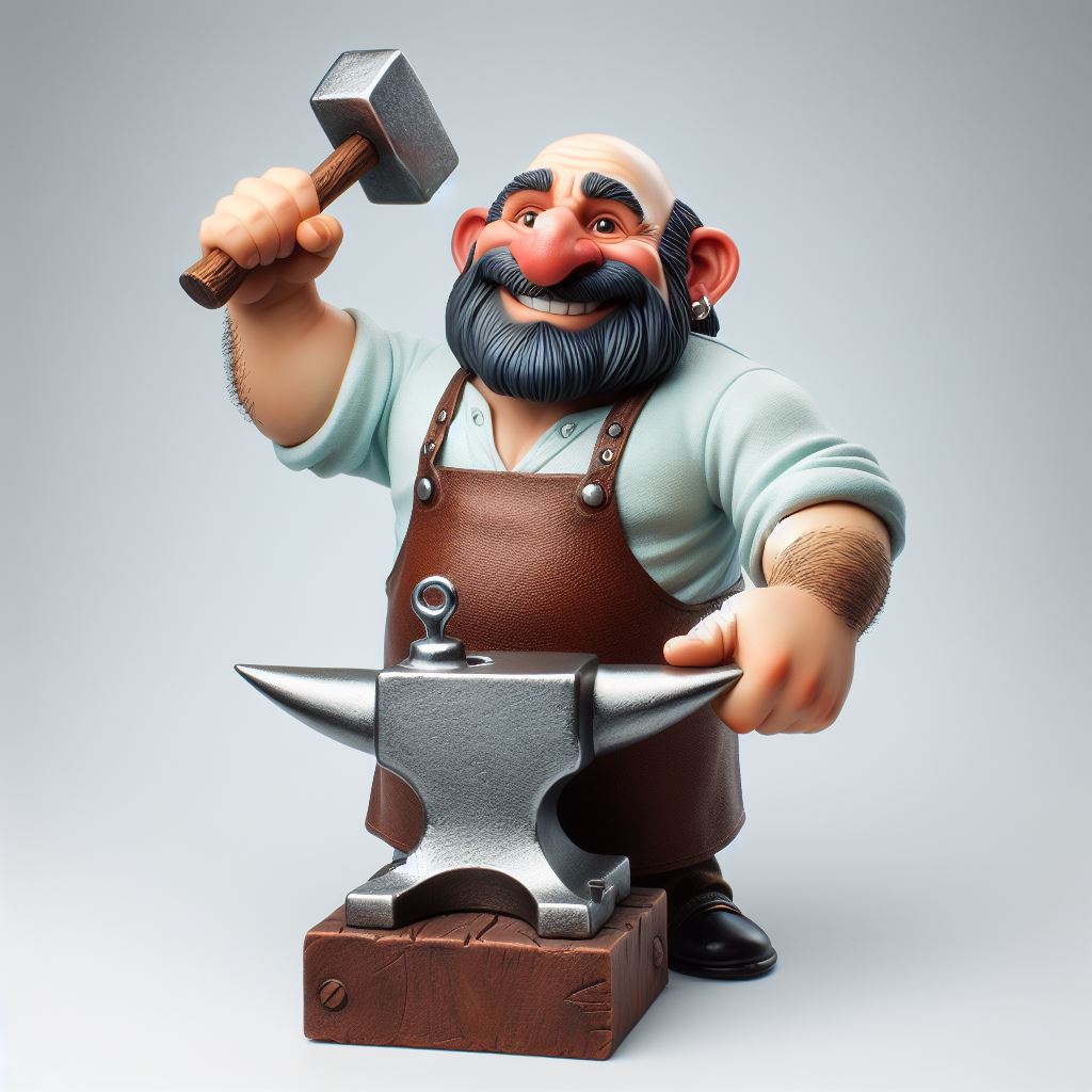 Free Download: Full-Body Caricature of a Jovial Blacksmith Figurine