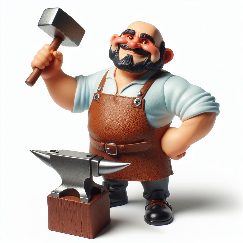 Get Your Free Blacksmith Figurine Vector: Bold Outlines and Glossy Finish