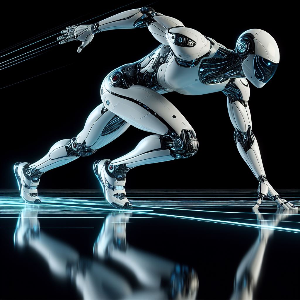 Dynamic Design: Futuristic Robot Sprint Vector Graphic