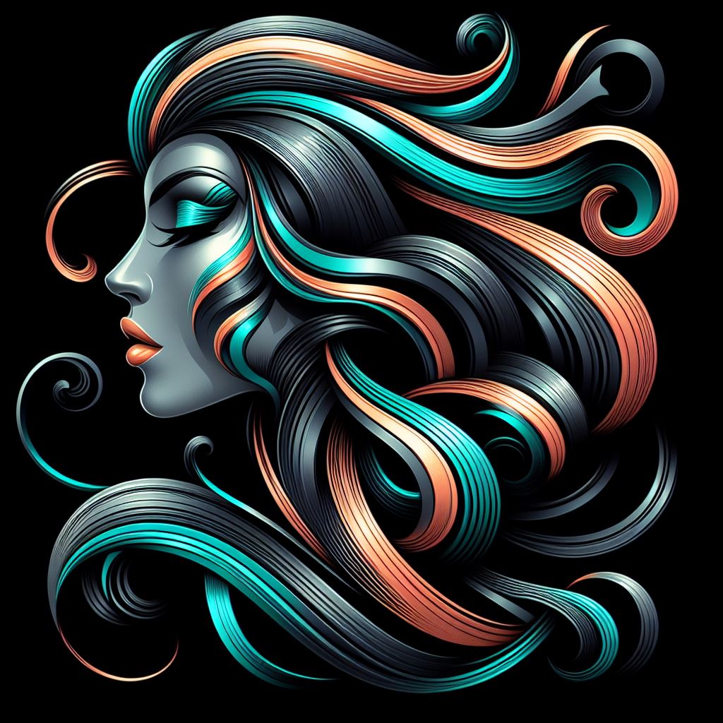 Free Download: Digital Illustration of Female Profile with Swirling Hair