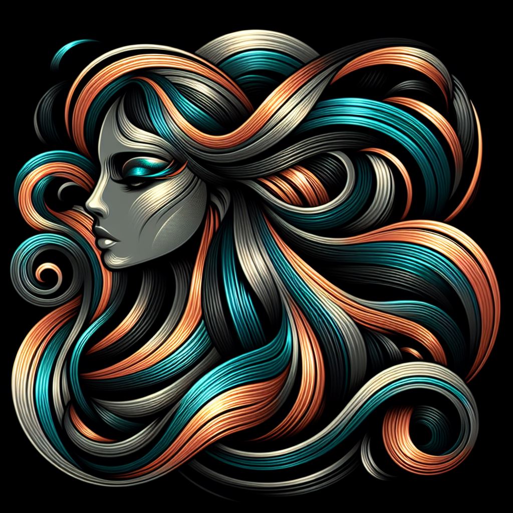 Stylized Female Figure Vector Art: Free Download of Flowing Hair Illustration