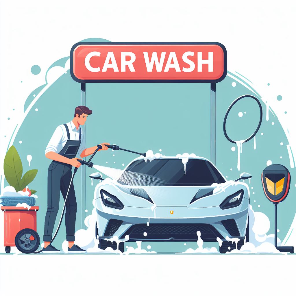 Squeaky Clean: Free Car Wash Concept Illustration for Books and Publications