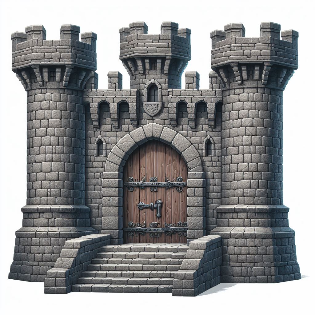 Free Digital Art: Medieval Brick Gate and Wooden Door Vector