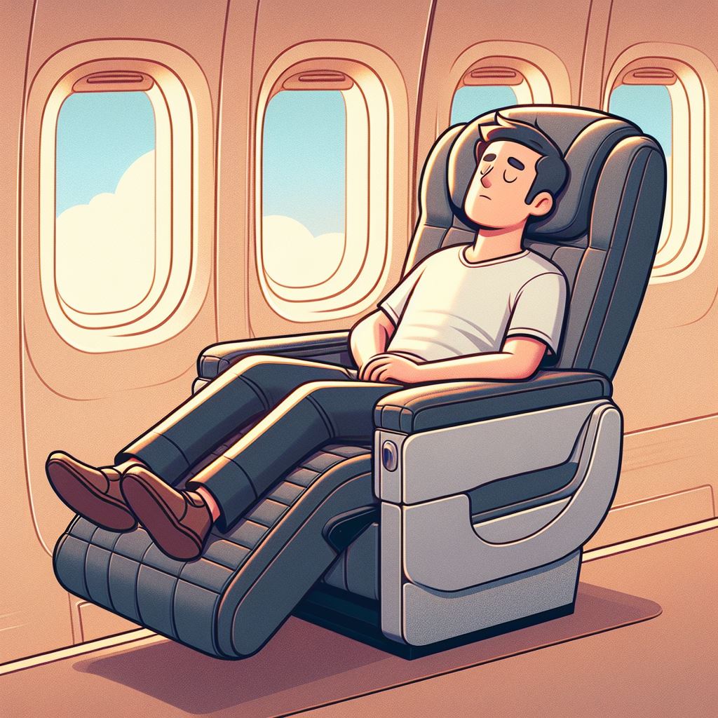 Download Now: Cozy In-Flight Nap Vector - Relaxing Airplane Seat Illustration