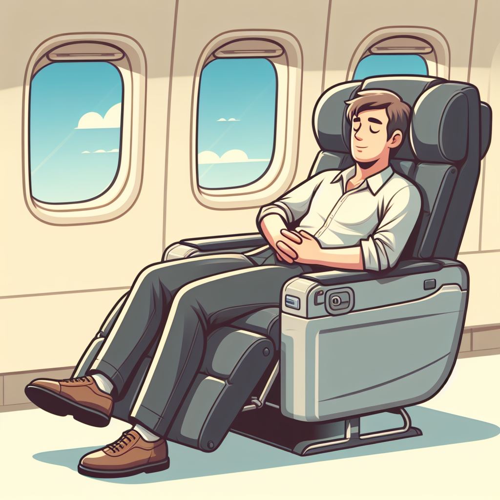 Free Downloadable Vector: Man Sleeping on Gray Recliner - Air Travel Graphic