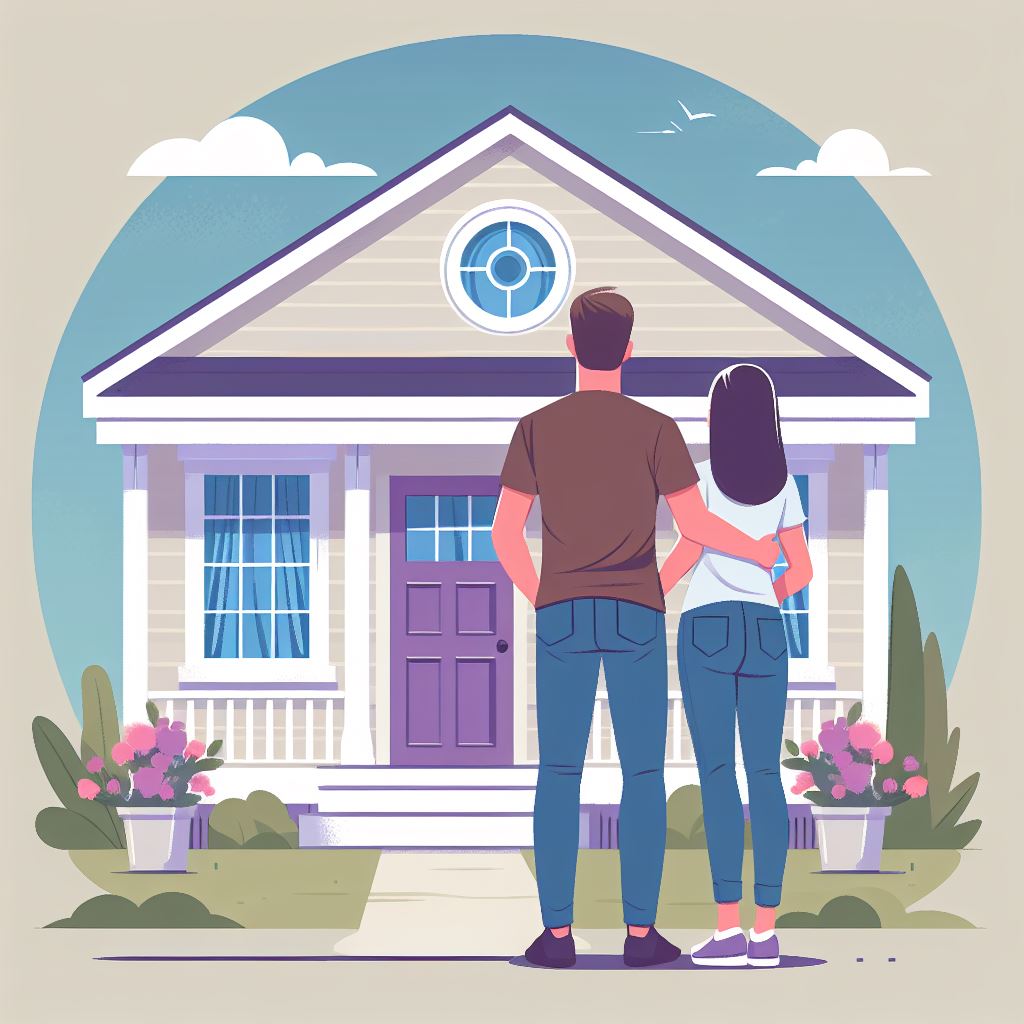 Couple Pointing at House: Free Download Image