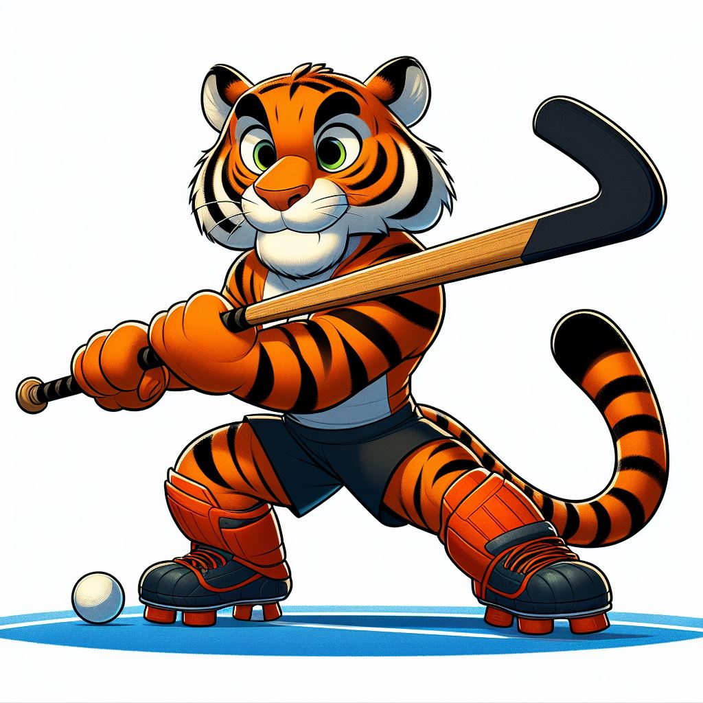 Free Tiger Hockey Player Illustration: Pixar Style Download