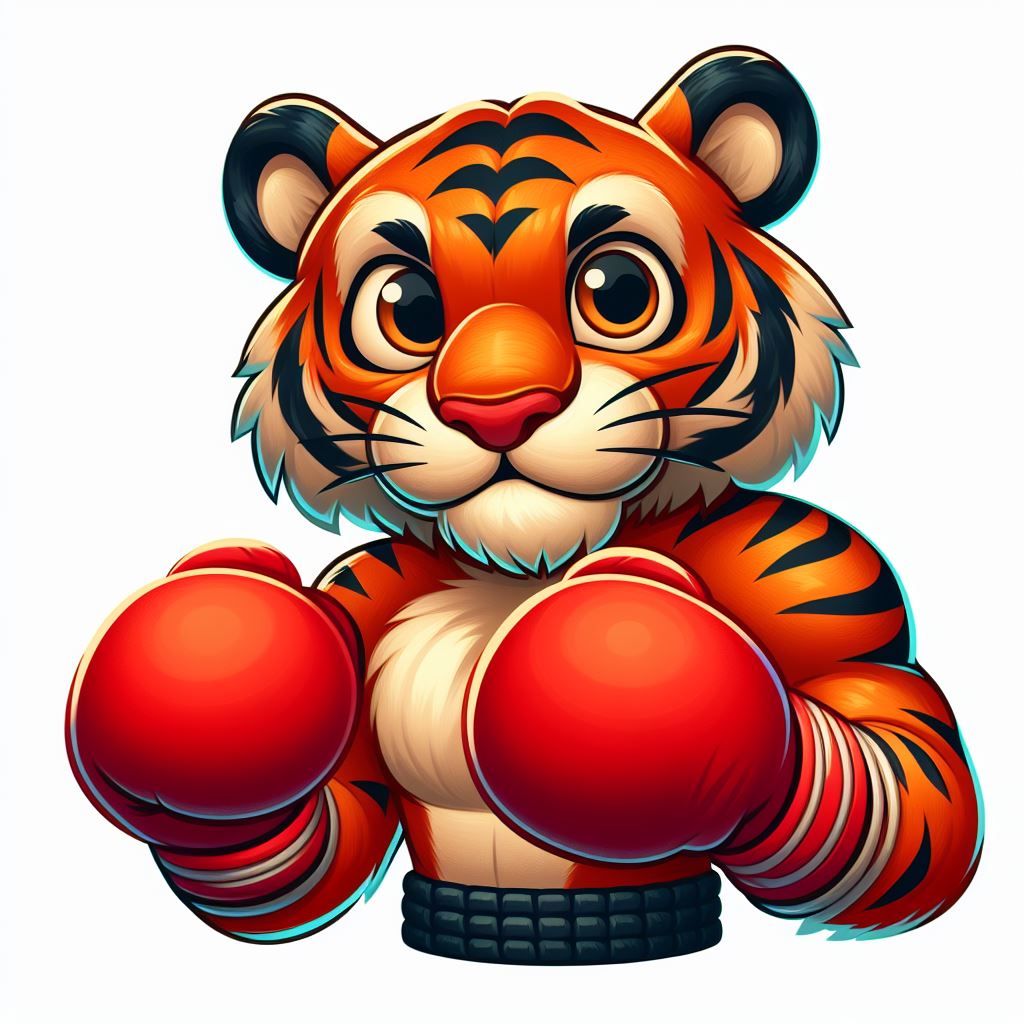 The tiger rumble in mascot illustration with boxing action.