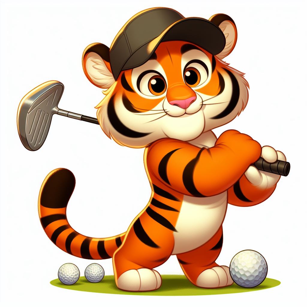 Swinging Tiger: Golf Player Mascot Vector Illustration