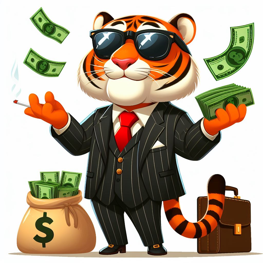 Animal Cartoon: Wealthy Tiger, Tiger Caricature: Rich Businessman