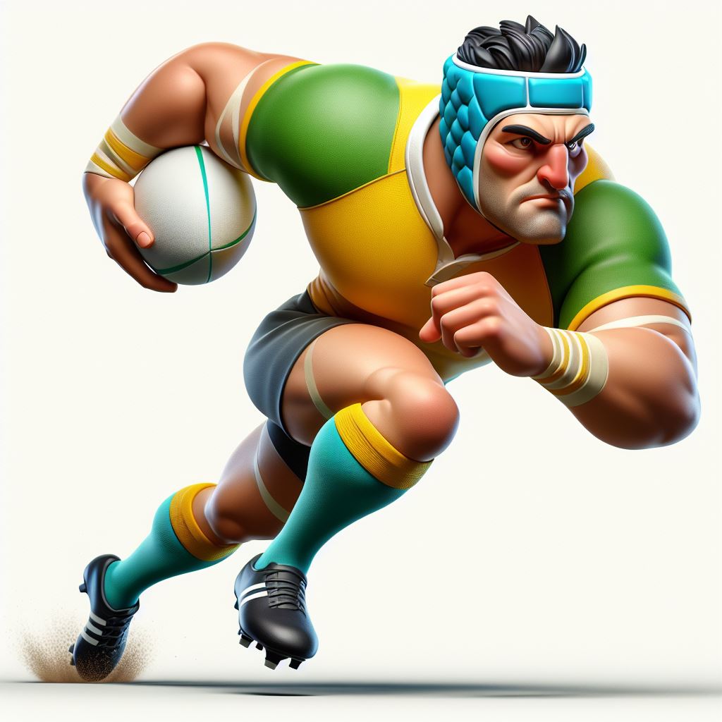 Royalty-Free Rugby Player Caricature: Instant Download