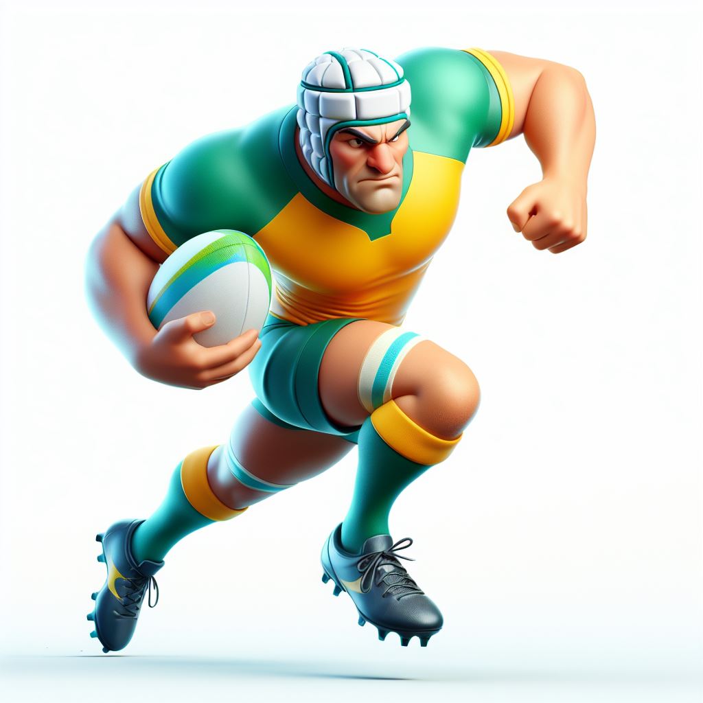 Download Now: Intense Focus Rugby Player Caricature