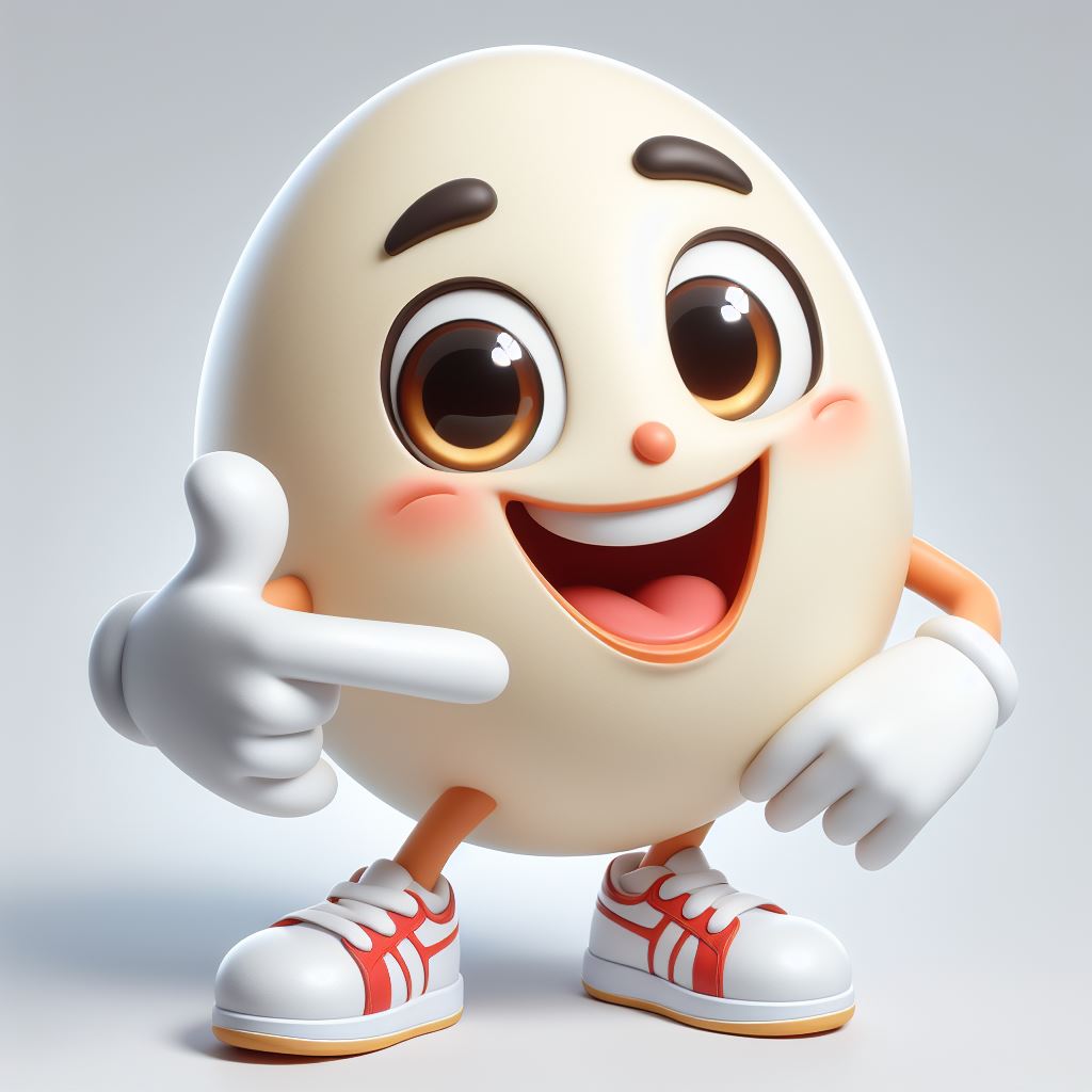 Anthropomorphic egg digital illustration with shiny surface, free download