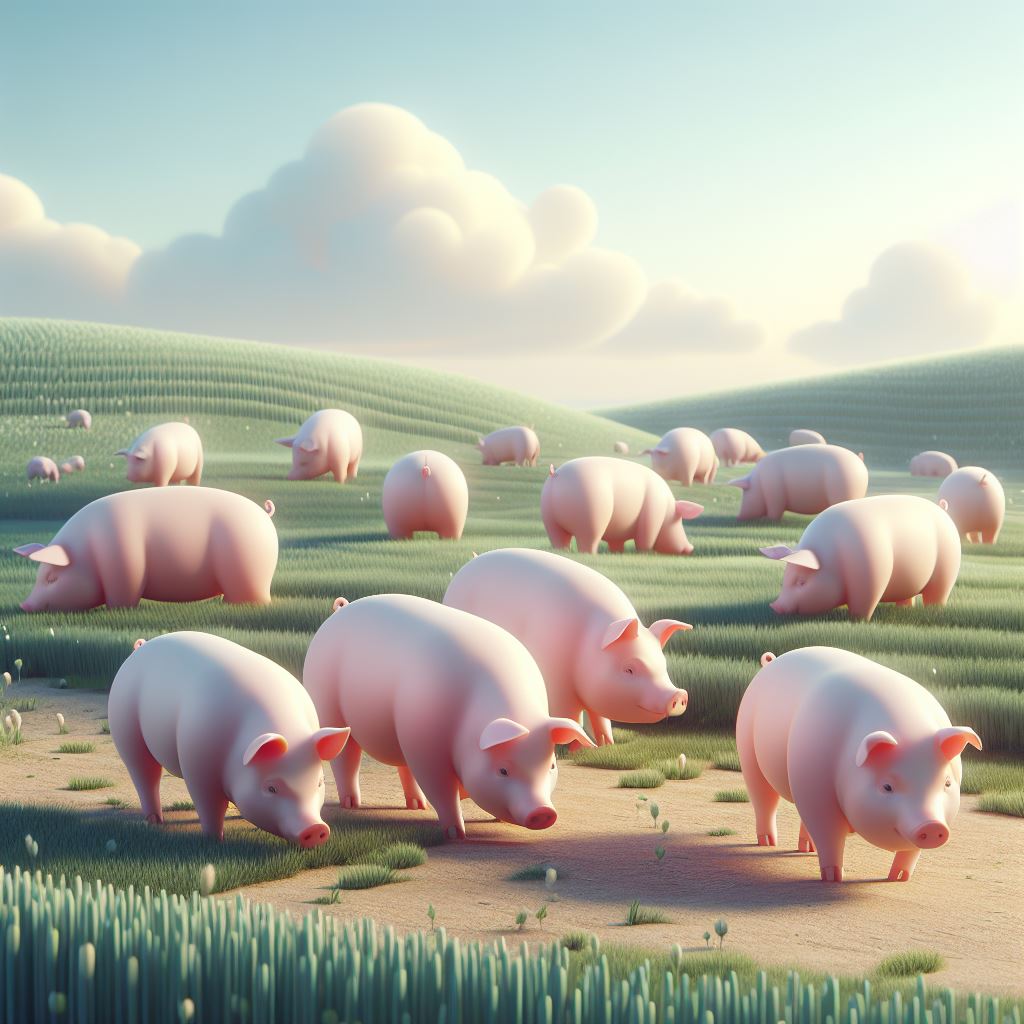 Free Download Now: Step into a Whimsical 3D Pig Farm Illustration - Instant Access