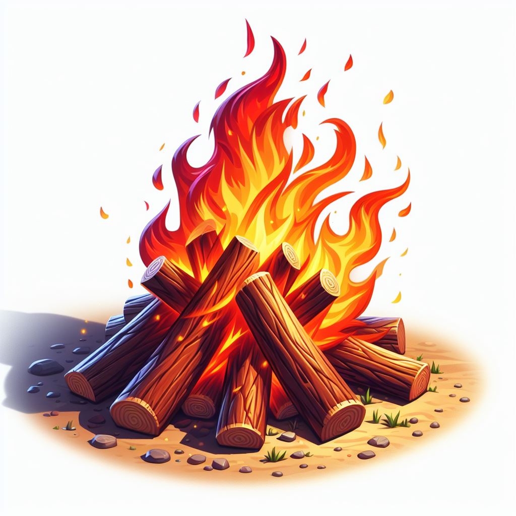 Free prompt to create dynamic campfire image with 3D flames by dale 4