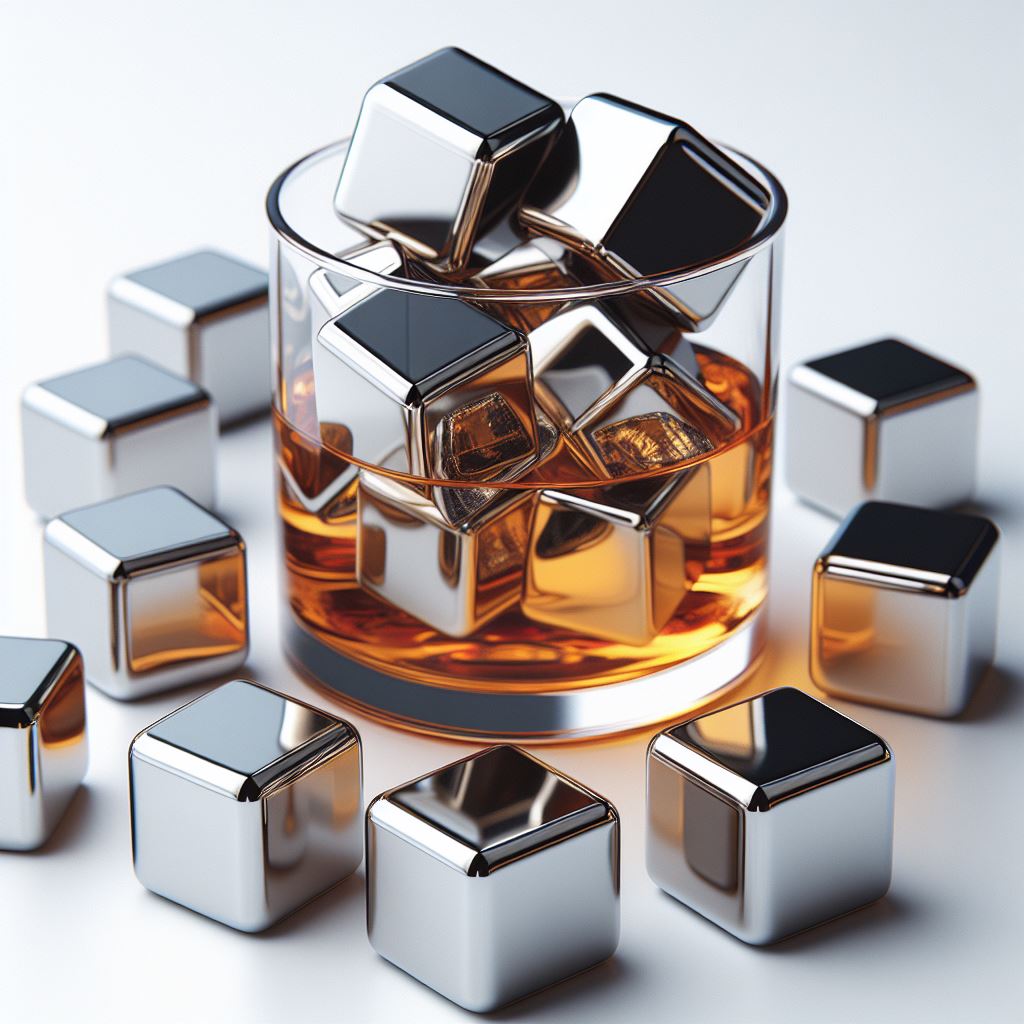 Freeze with Flair: Free Download - Sleek Stainless Steel Ice Cubes 3D Render