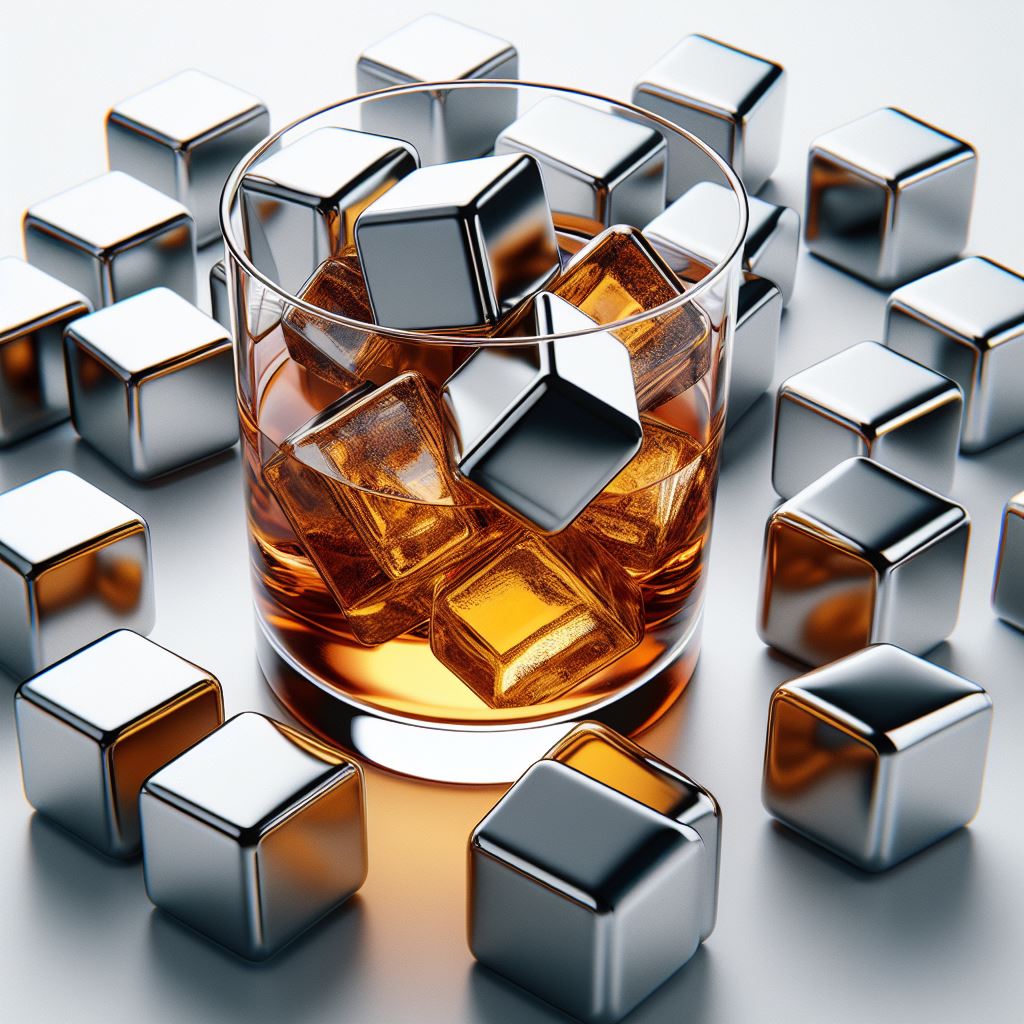 Chill in Style: Instant Download - Reusable Stainless Steel Ice Cubes 3D Render