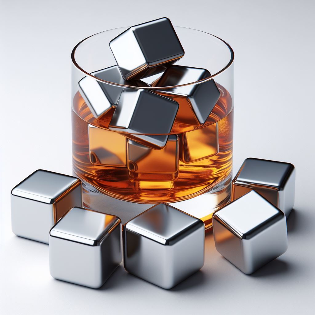 Instant Elegance: Download Now - Stainless Steel Ice Cubes 3D Render