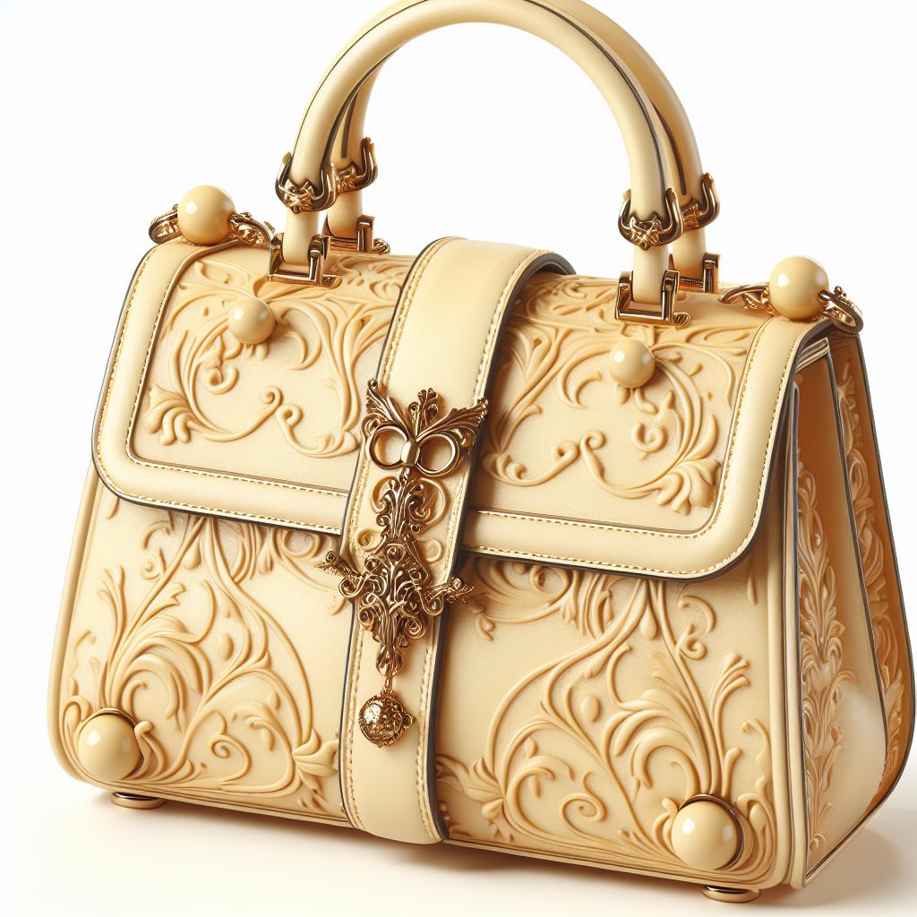 Chic and Stylish: Luxurious Leather Handbag in Soft Yellow - 3D Render