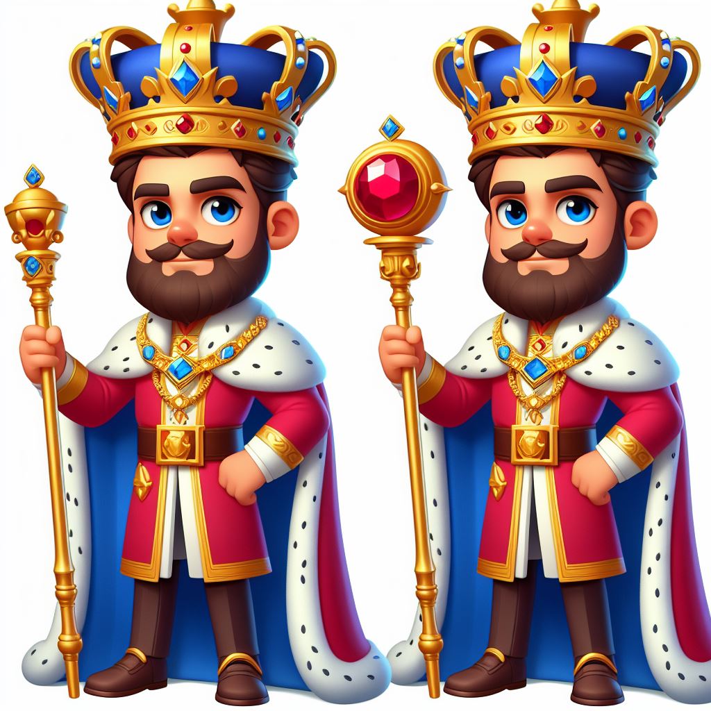 Free prompt to create cartoon image of king with regal posture by midjourney