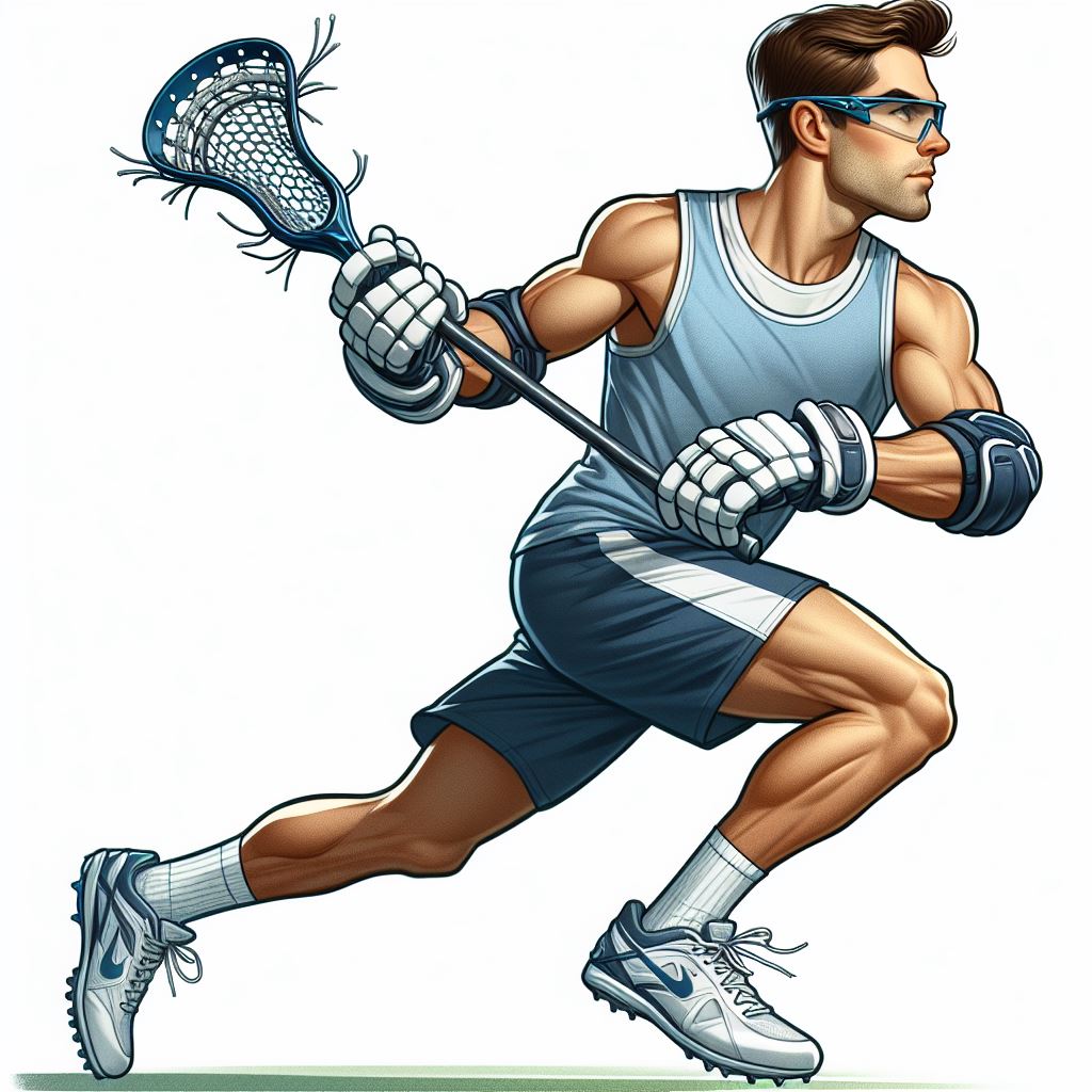 Energetic Lacrosse Player: Caricatured Man in Digital Illustration