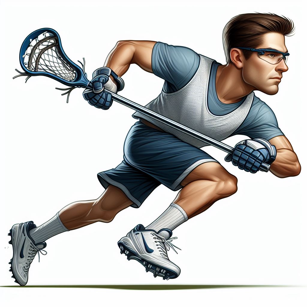 Digital Caricature: Energetic Lacrosse Player in Action Shot