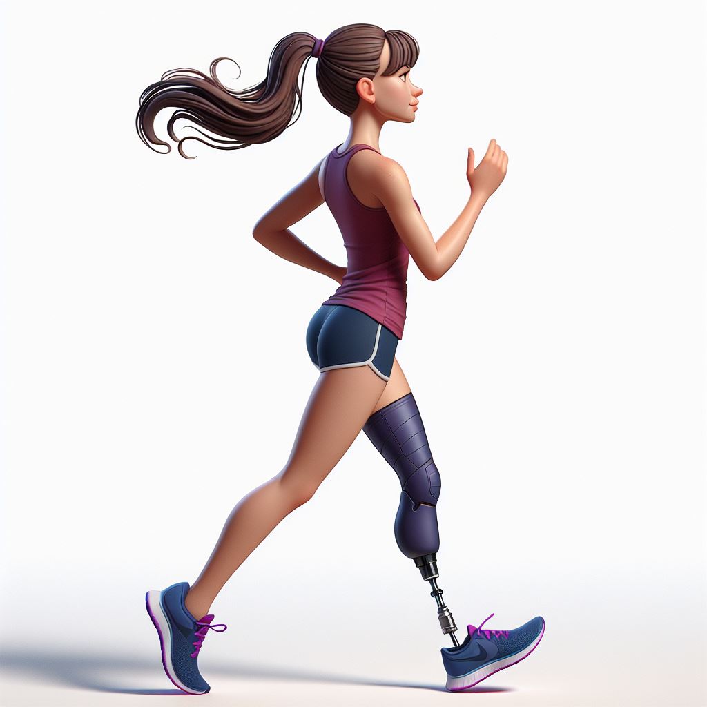 Speed and Strength: A Powerful Digital Illustration of a Prosthetic Leg Runner in Action