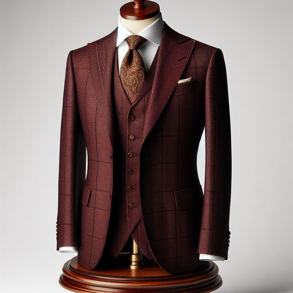 Free Image Download: Captivating Tailored Burgundy Suit Display