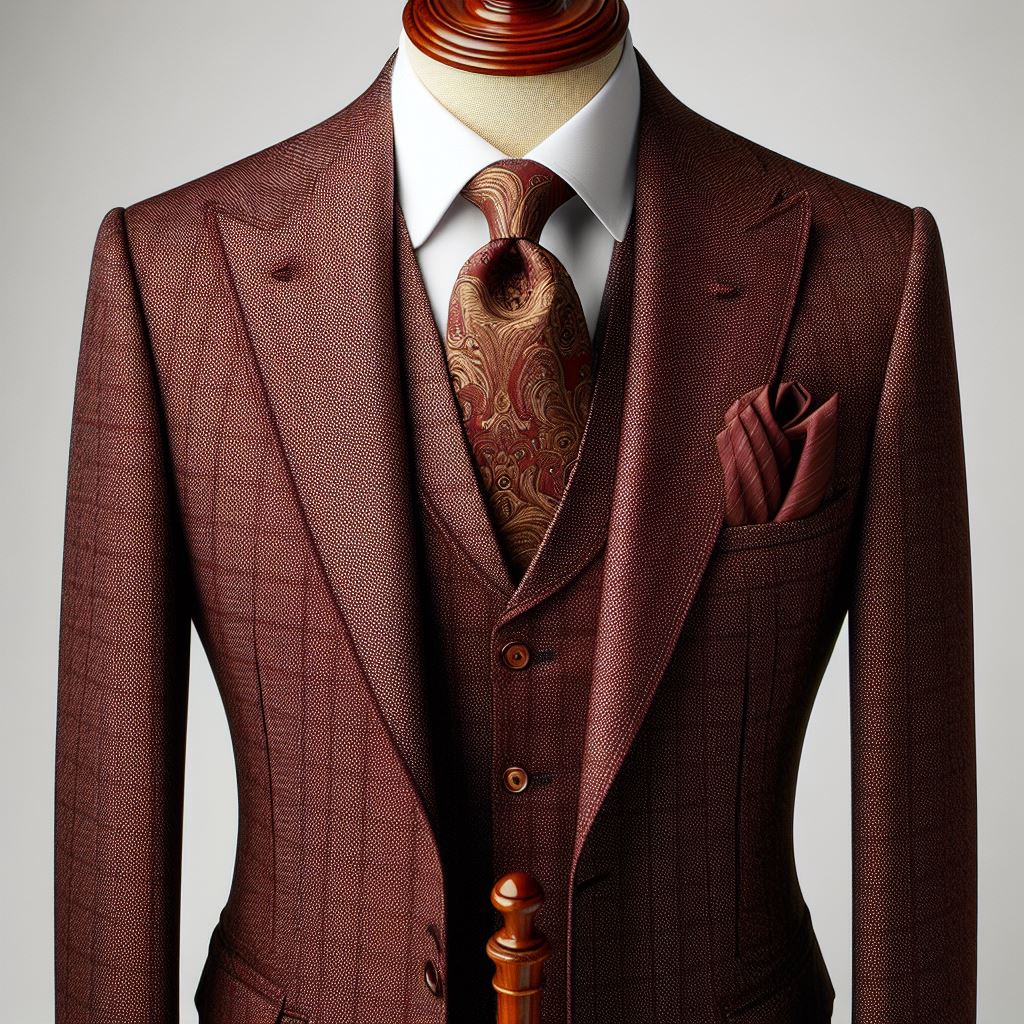 Instant Download: Exquisite Burgundy Bespoke Suit Image for Free