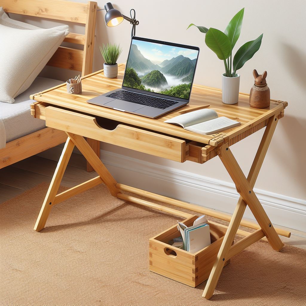 Effortless Elegance: Instant Download of Adjustable Bamboo Laptop Table Images