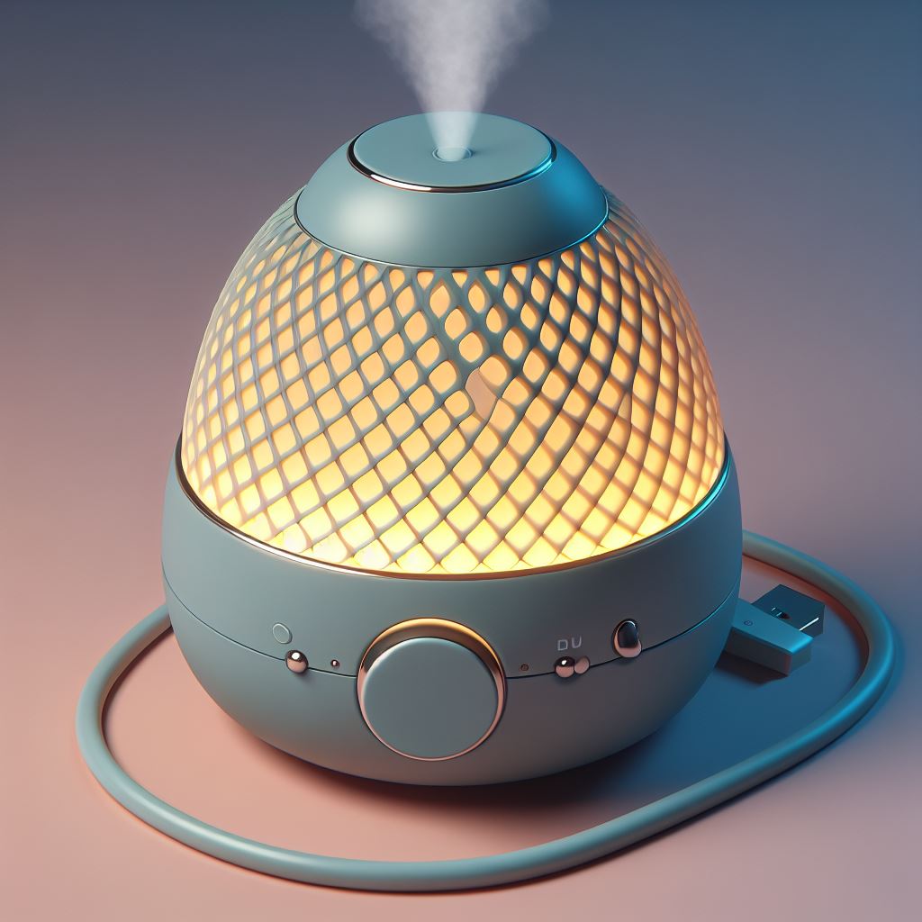 Download Free 3D Illustration: Compact Aroma Diffuser with USB and LED