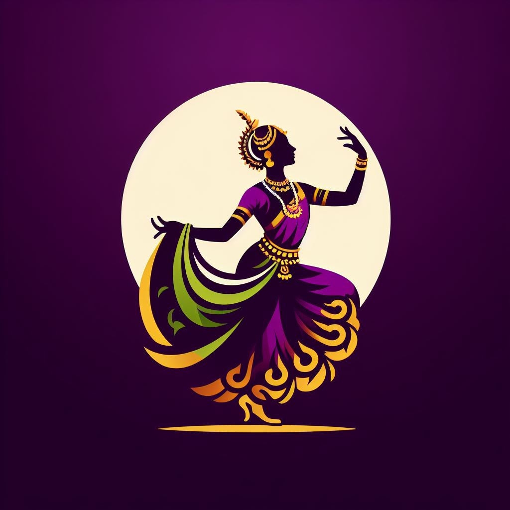 Traditional Dance Logo Design with Bharatanatyam Silhouette